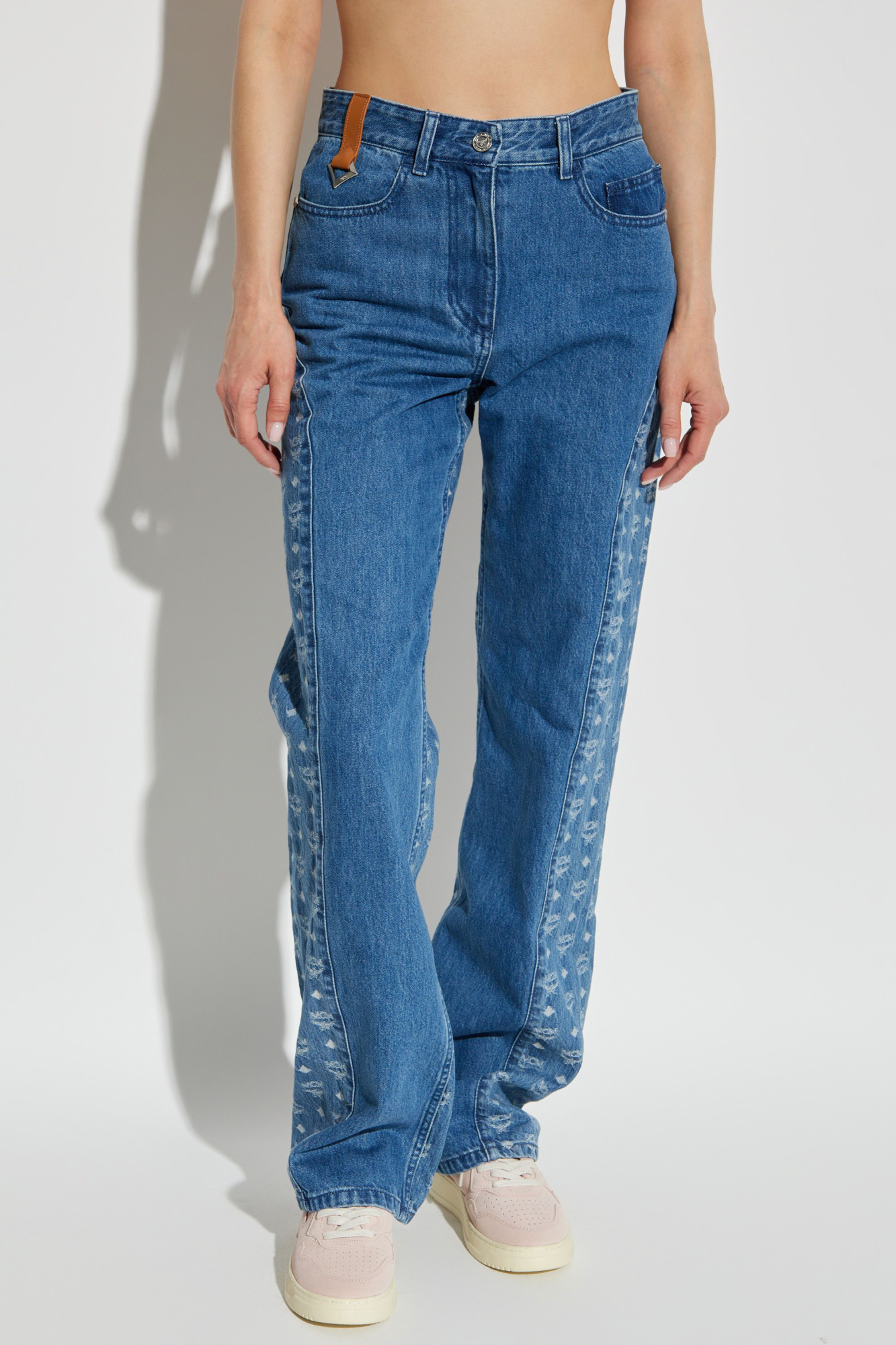 デニム・ジーパン MOTHER Cotton blend jeans with embroidered monogram Blu Mother Cotton Blend Jeans Embroidered Monogram | eBay